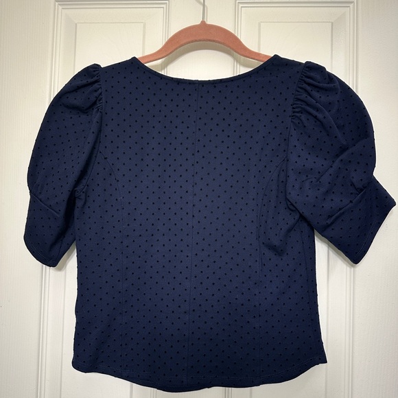 Anthropologie Maeve Women's Sevigny Blue Polka Dot Puff Sleeve Blouse‎ (set) - Picture 9 of 12